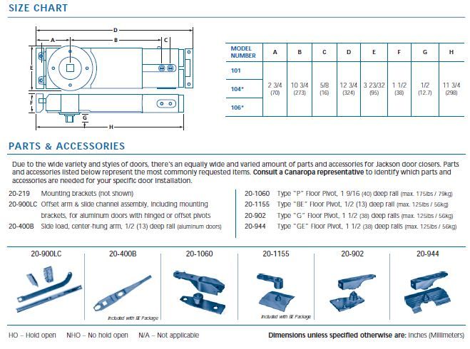 door closer parts 100