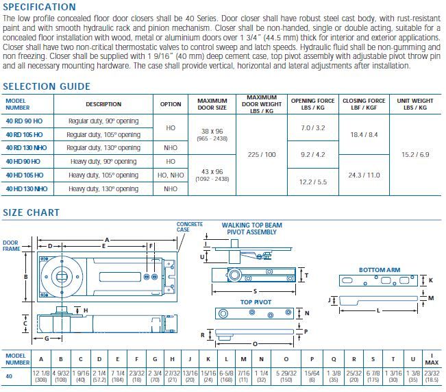 door closer spec 40