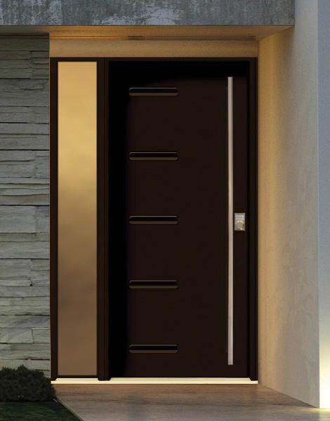 Sandblasted glass steel door